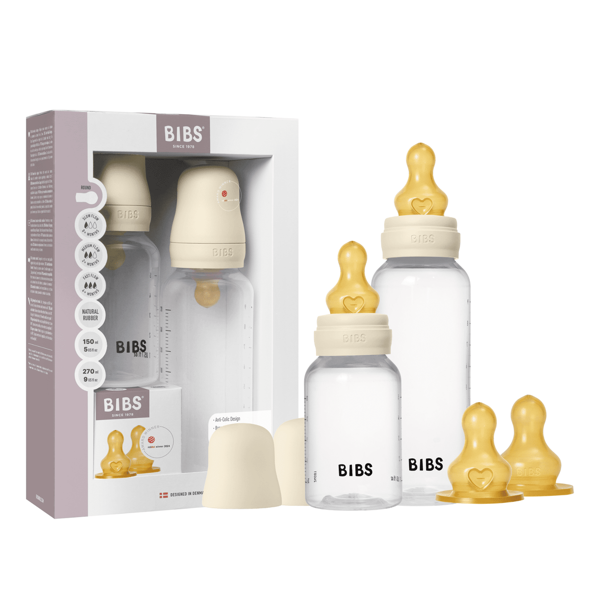BIBS Grow and Flow Plastic Set 150ml/270ml - Latex Nipples
