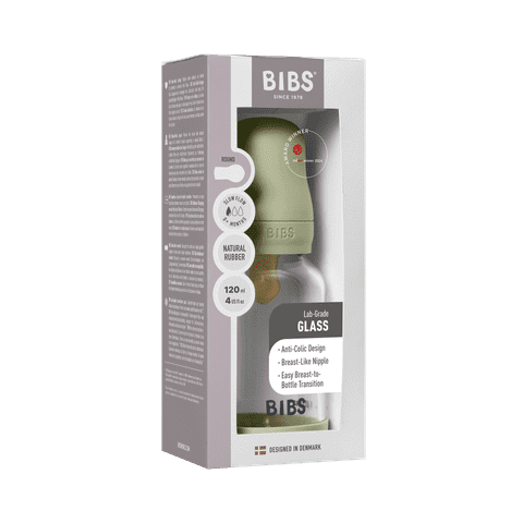 BIBS Baby Glass Bottle 120ml + Latex Nipple Slow Flow