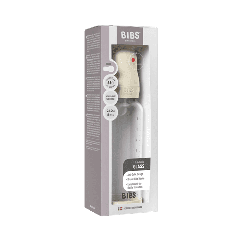 BIBS Glass Baby Bottle + Silicone Nipple 240ml