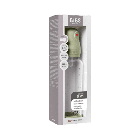 BIBS Glass Baby Bottle + Silicone Nipple 240ml