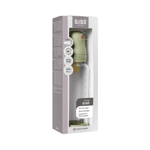BIBS Baby Glass Bottle 240ml + Latex Nipple Medium Flow