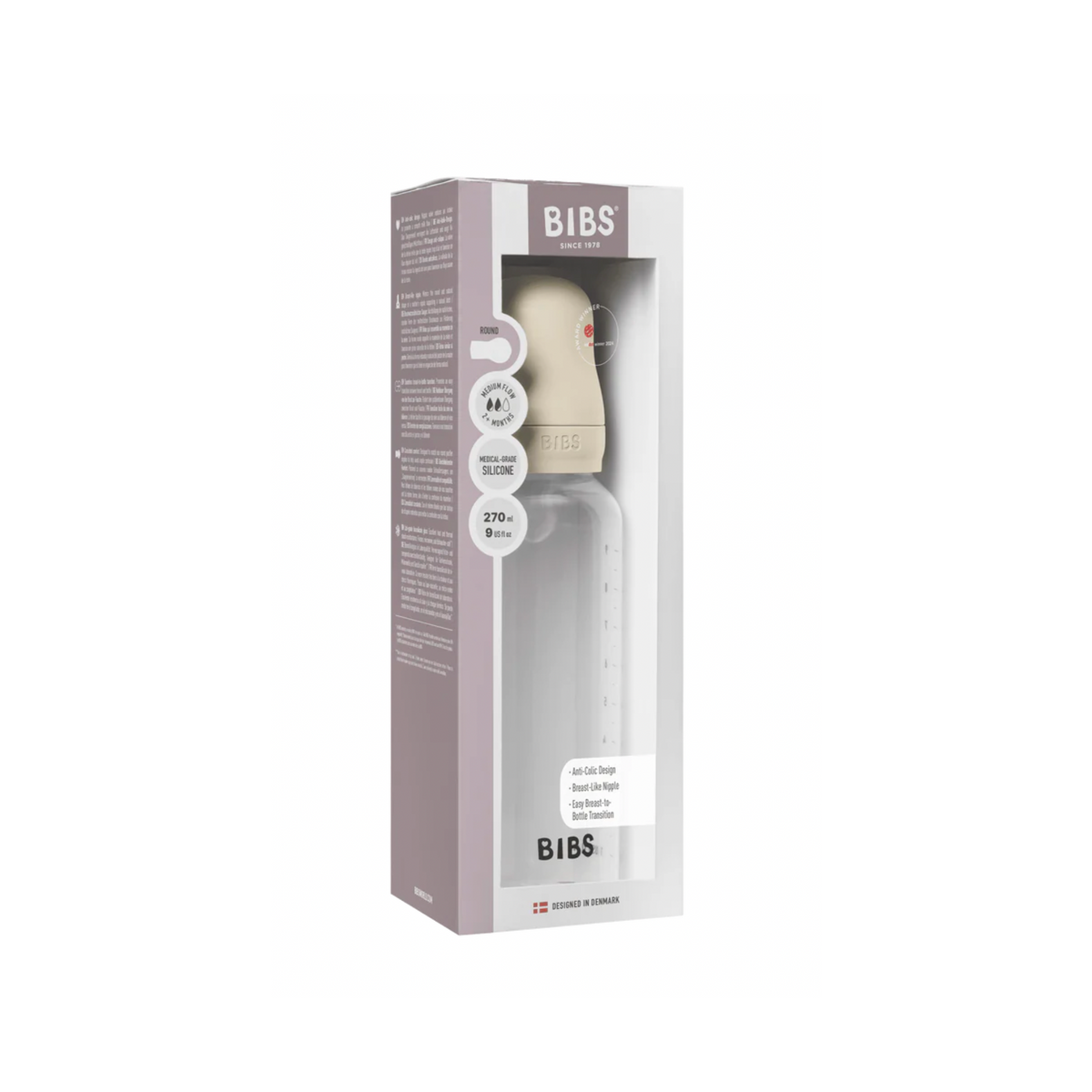 BIBS Plastic Baby Bottle - Silicone Nipple 270ml