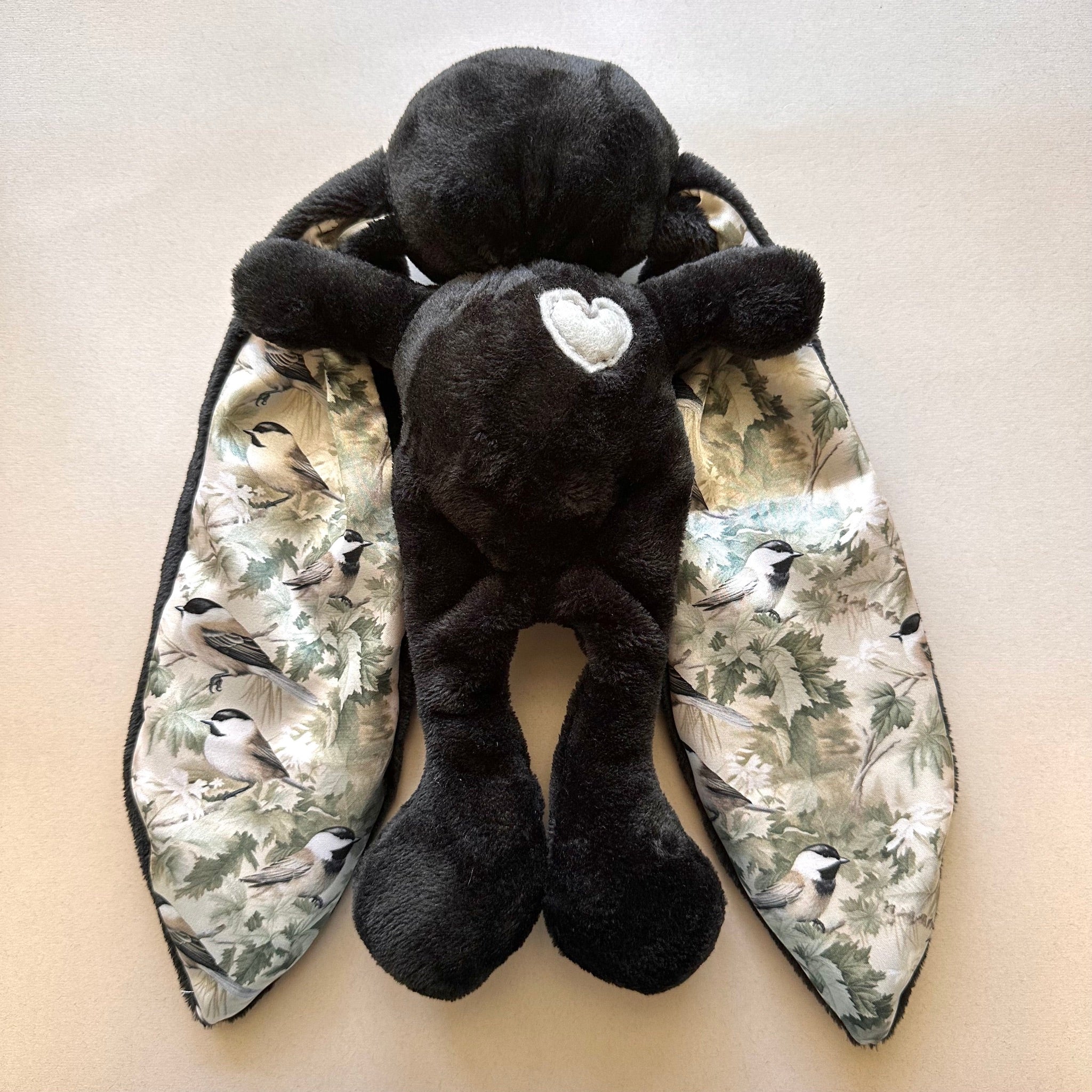 Cuddle Bunny Sensory Sleep Toy Black | Soft Satin Ears | Tiger