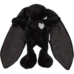 Black cuddle bunny with grey heart and plain black silk ears