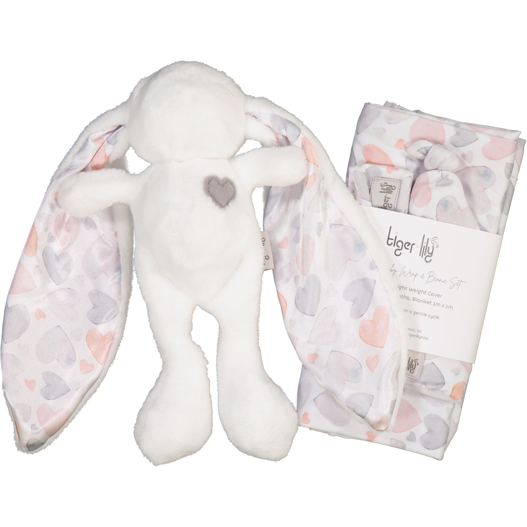 Cuddle Bunny Sensory Sleep Toy White | Soft Satin Ears | Tiger