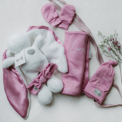 Custom Name Swaddle Set & Bunny Bundle