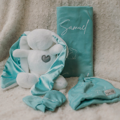 Custom Name Swaddle & Beanie Set (2 Week Lead Time)