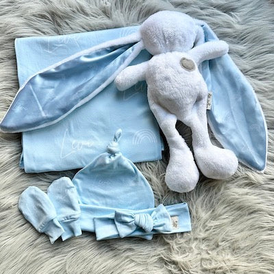 Custom Name Swaddle Set & Bunny Bundle