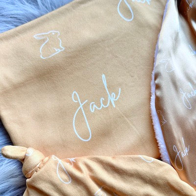 Custom Name Swaddle & Beanie Set (2 Week Lead Time)