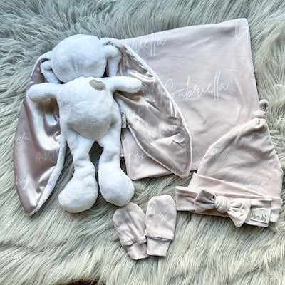 Custom Name Swaddle & Beanie Set (2 Week Lead Time)
