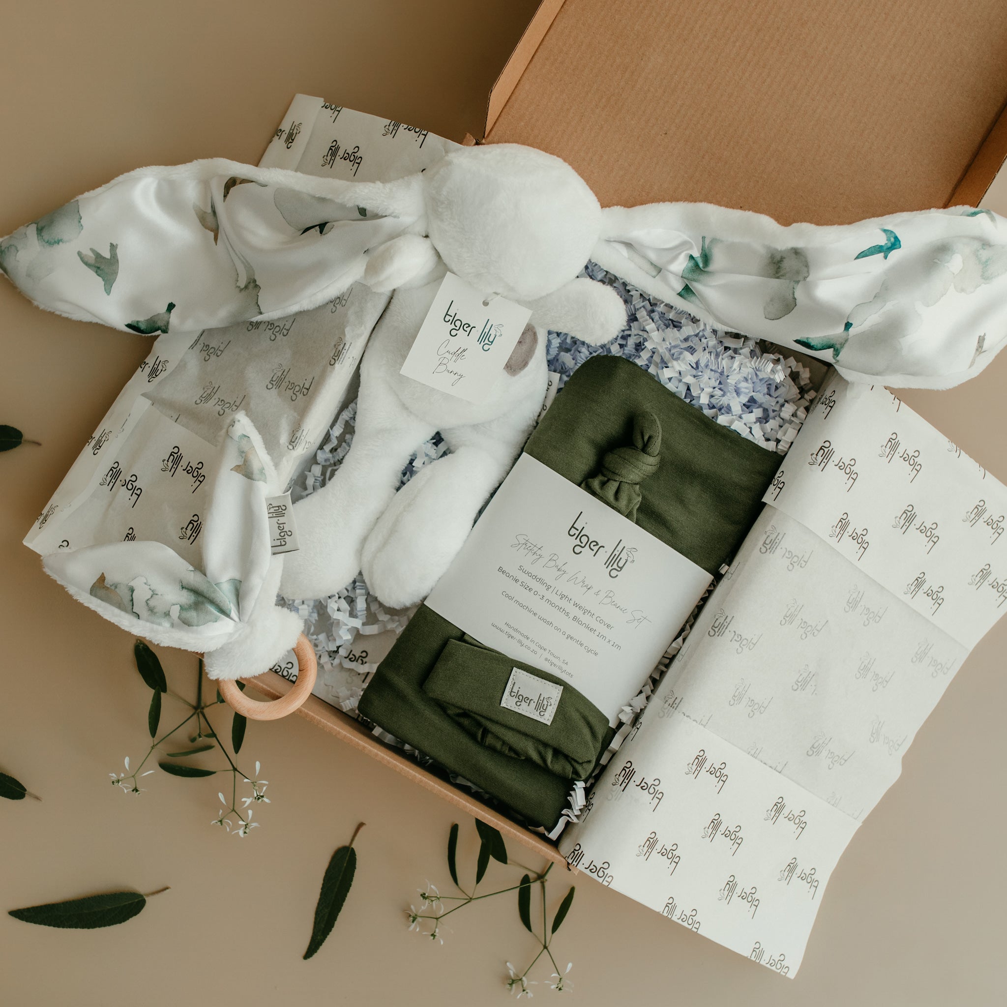Tiger Lily Swaddle Gift Set - Cuddle Bunny, Swaddle & Teether in