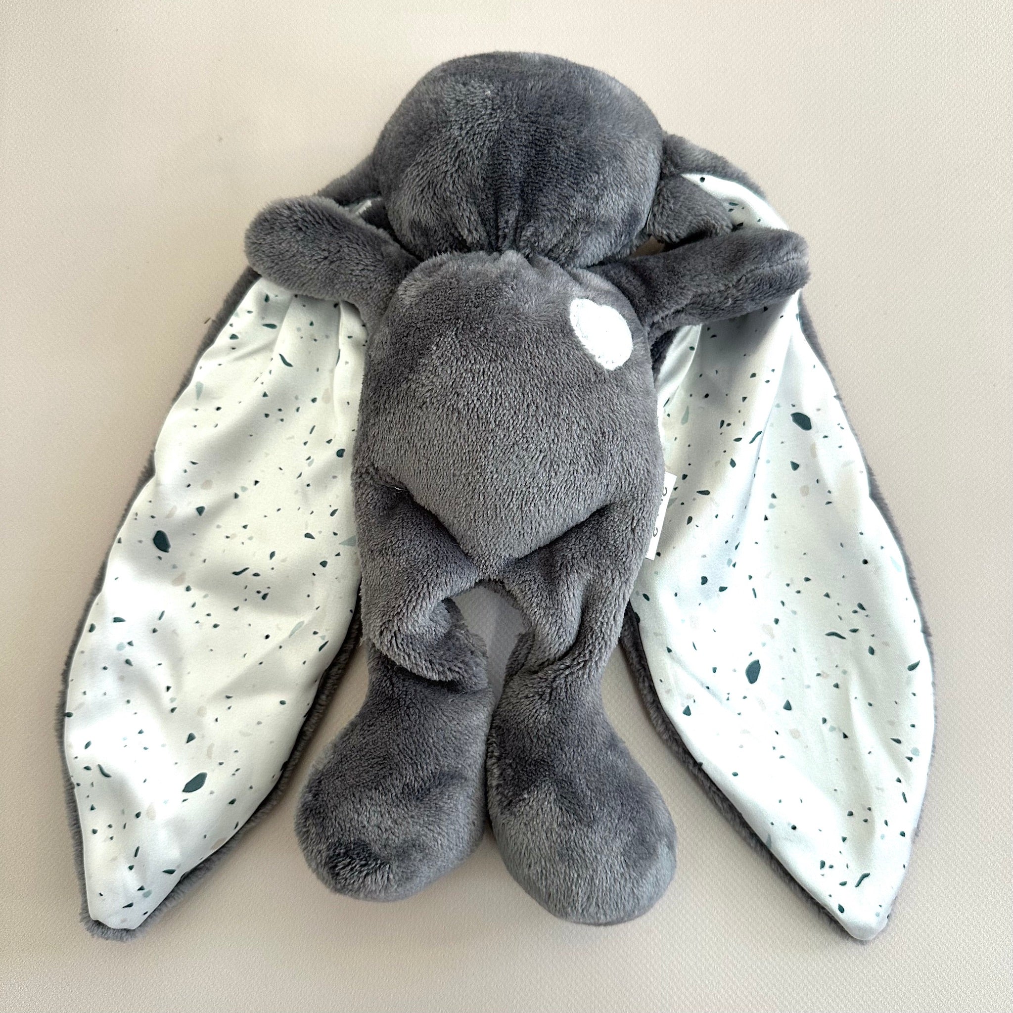 Cuddle Bunny Sensory Sleep Toy Charcoal | Soft Satin Ears | Tiger