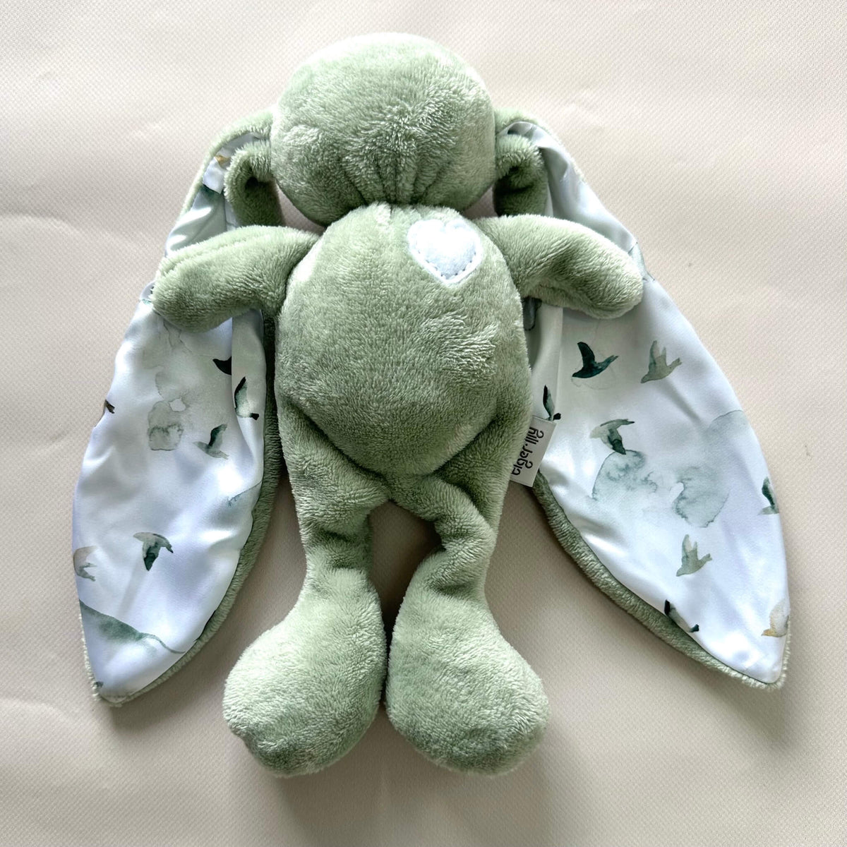 Cuddle Bunny Sensory Sleep Toy - Sage | Soft Satin Ears | Self-Soothing Comfort