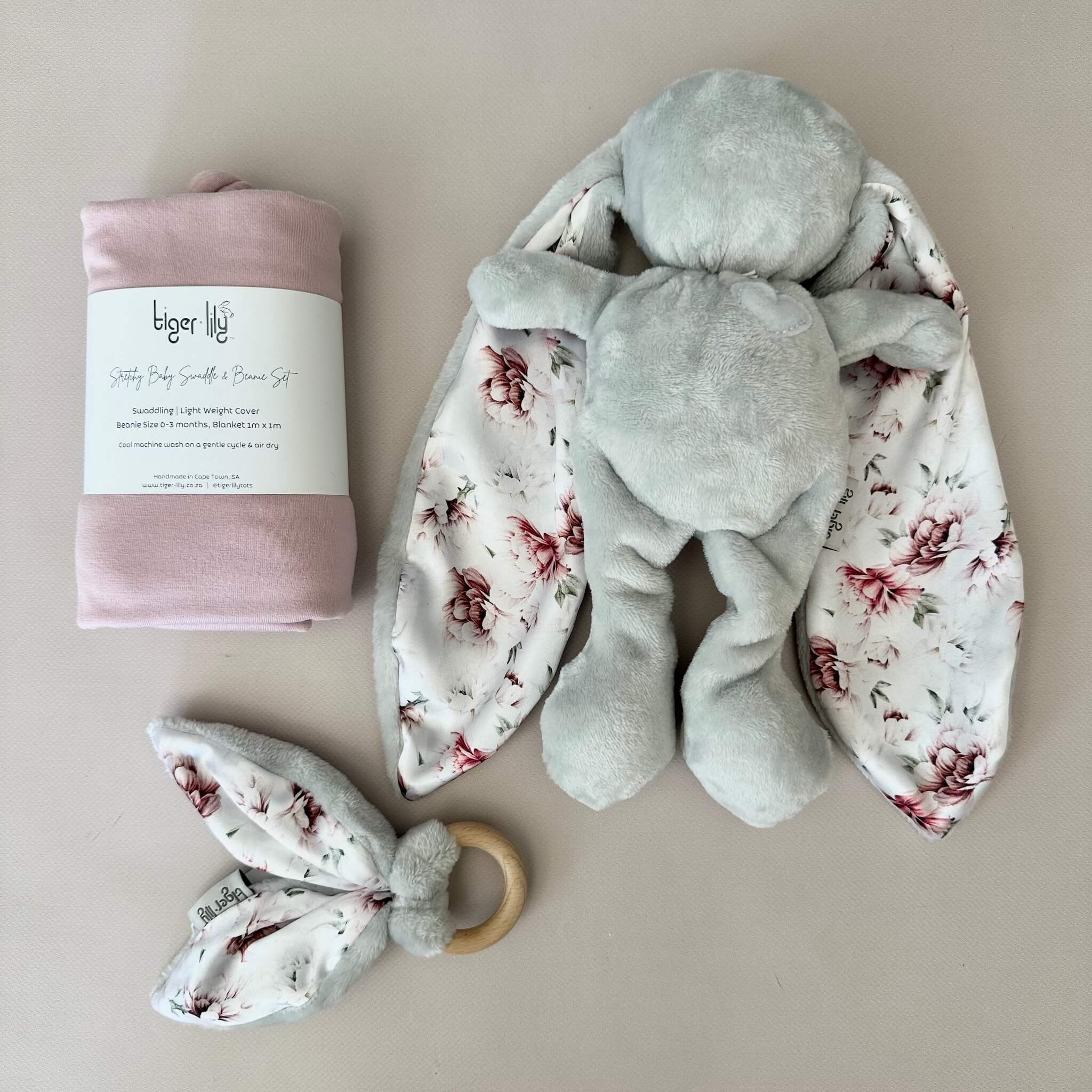 Tiger Lily Swaddle Gift Set - Cuddle Bunny, Swaddle & Teether in