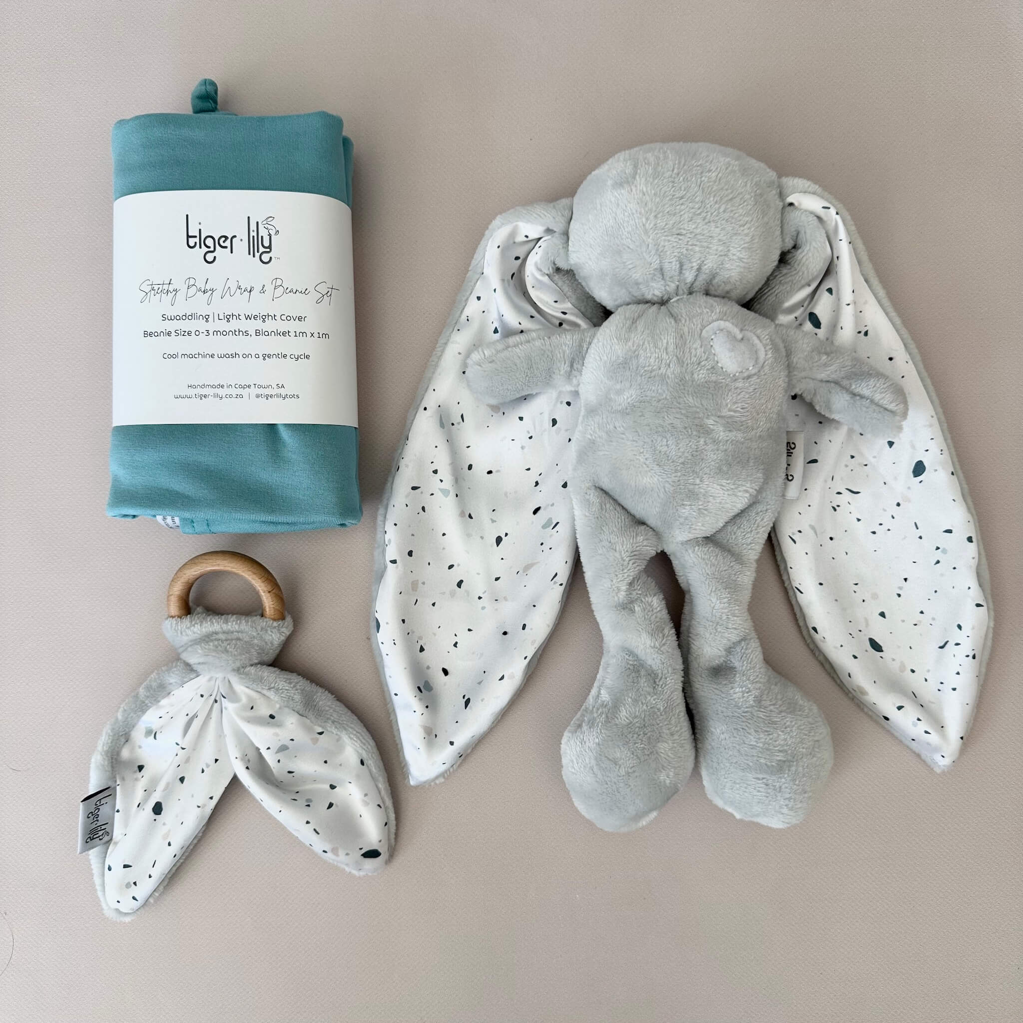Tiger Lily Swaddle Gift Set - Cuddle Bunny, Swaddle & Teether in