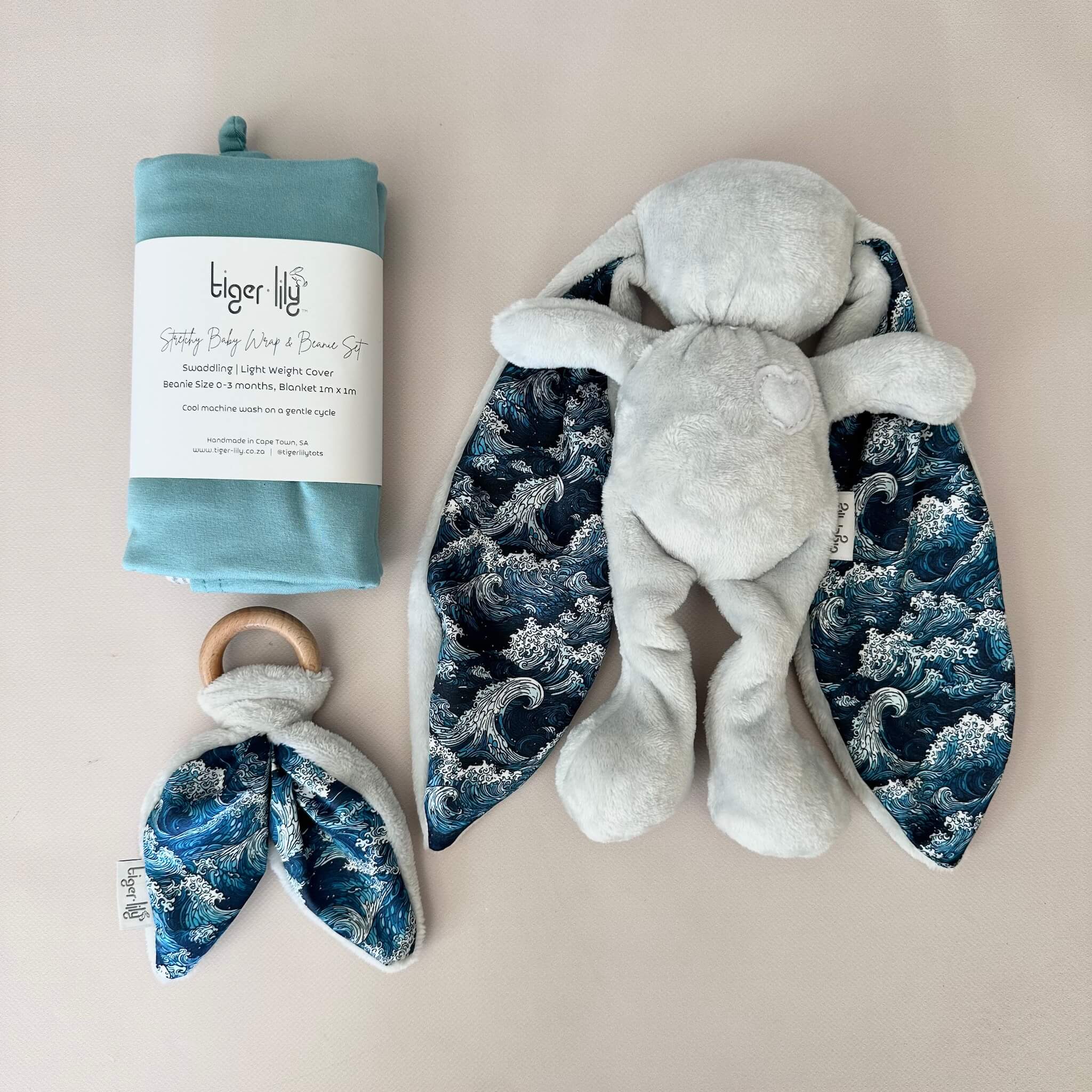 Tiger Lily Swaddle Gift Set - Cuddle Bunny, Swaddle & Teether in