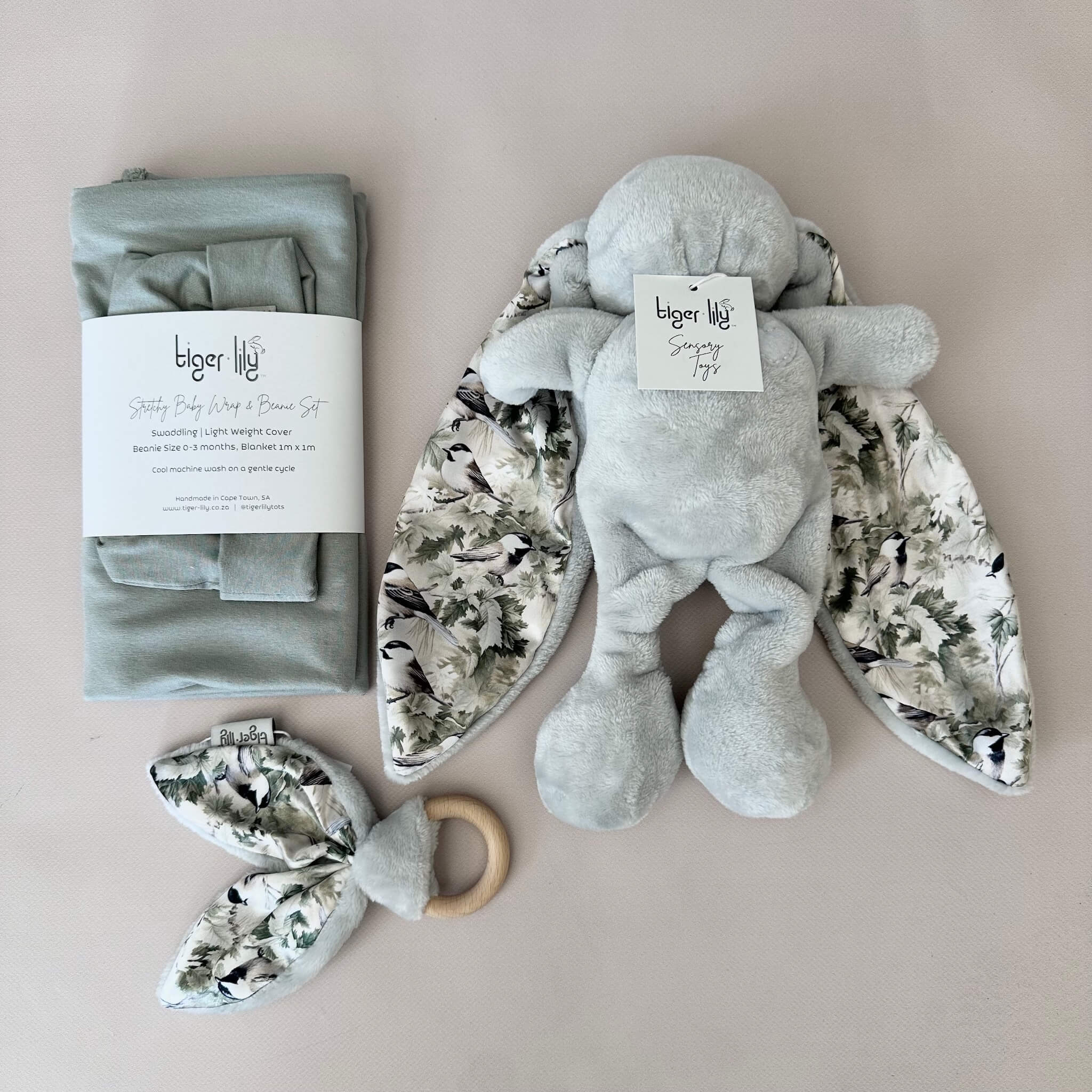 Tiger Lily Swaddle Gift Set - Cuddle Bunny, Swaddle & Teether in