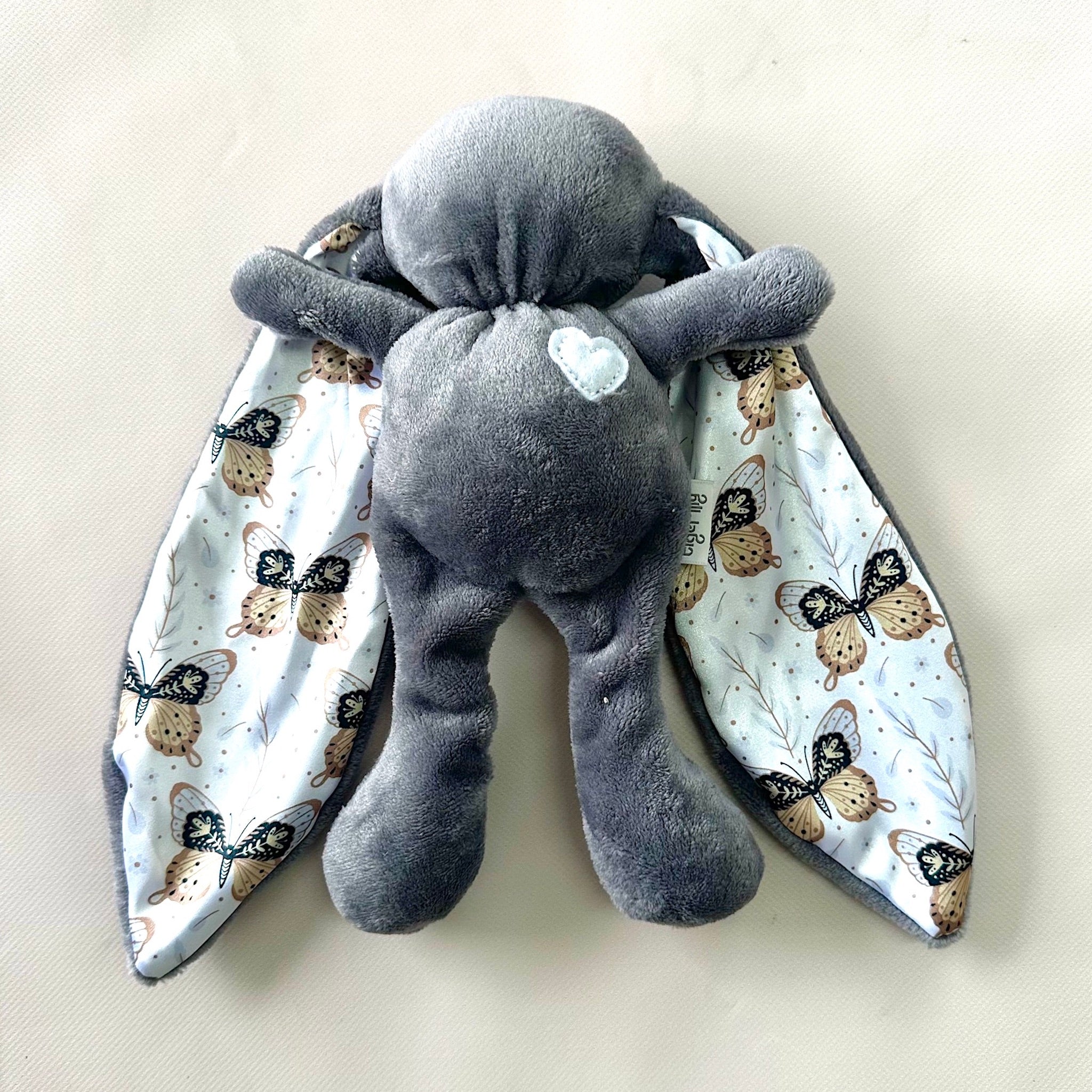Cuddle Bunny Sensory Sleep Toy Charcoal | Soft Satin Ears | Tiger