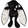 Black cuddle bunny with grey heart and beige pampas silk ears