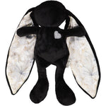 Black cuddle bunny with grey heart and beige pampas silk ears