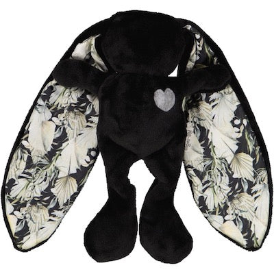 Black cuddle bunny with grey heart and pampas silk ears