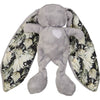 Grey cuddle bunny with white heart and pampas silk ears