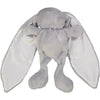 Grey cuddle bunny with white heart and white silk ears