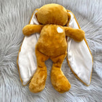 Mustard cuddle bunny with white heart and milk silk ears