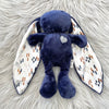 Navy cuddle bunny with grey heart and dash silk ears