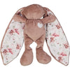 Pink cuddle bunny with white heart and peonies print silk ears