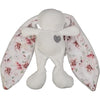 White cuddle bunny with grey heart and peonies print silk ears