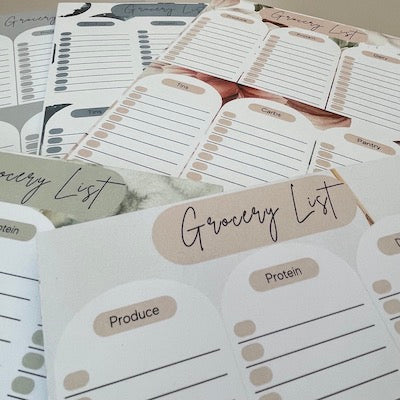 5 Colour options of A5 Grocery List Notepads