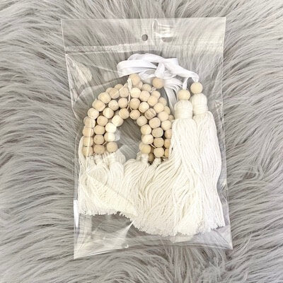 Natural wooden dangle set - Milk rainbow and tassels